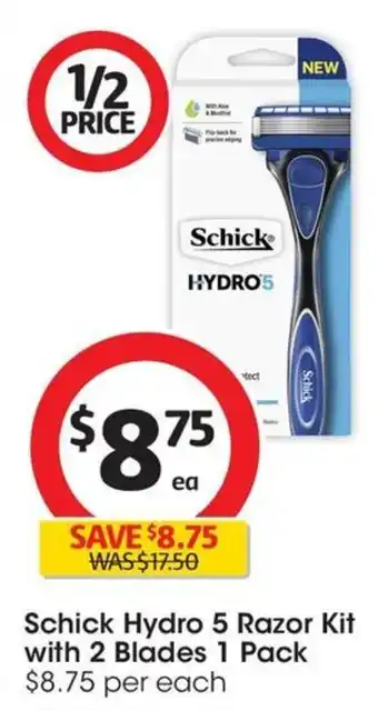 Coles Schick Hydro 5 Razor Kit with 2 Blades 1 Pack offer