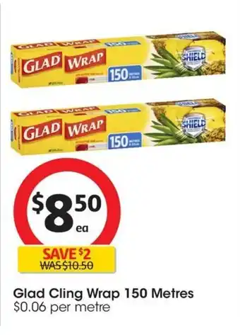 Coles Glad Cling Wrap 150 Metres offer