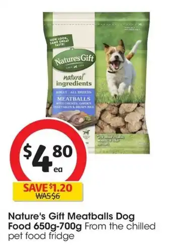Coles Nature's Gift Meatballs Dog Food 650g-700g offer
