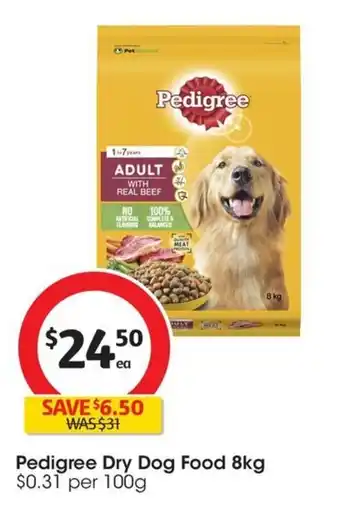 Coles Pedigree Dry Dog Food 8kg offer