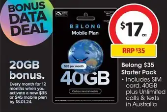 Coles Belong $35 Starter Pack offer