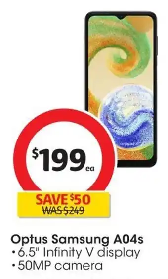 Coles Optus Samsung A04s offer