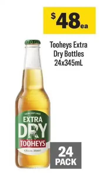 Tooheys Extra Dry Bottles 24x345mL