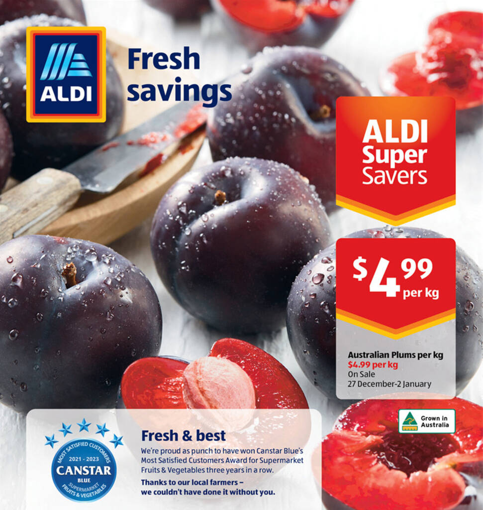 Australian Plums per kg offer at ALDI