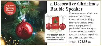 Play music from your Bluetooth device Decorative Christmas Bauble Speaker