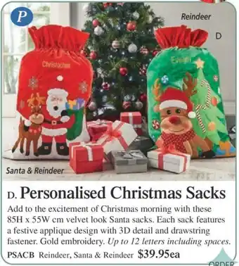 Innovations Personalised Christmas Sacks offer