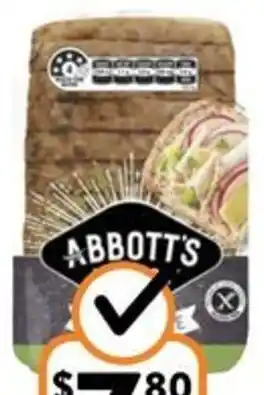 Foodworks Abbott's Village Bakery Gluten Free Bread 500g offer