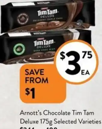 Foodworks Arnott's Chocolate Tim Tam Deluxe 175g Selected Varieties offer