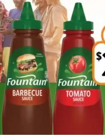 Fountain Tomato or BBQ Squeezy Sauce 500ml