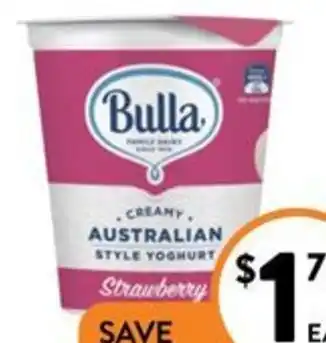 Foodworks Bulla Australian Style Yoghurt 160g offer