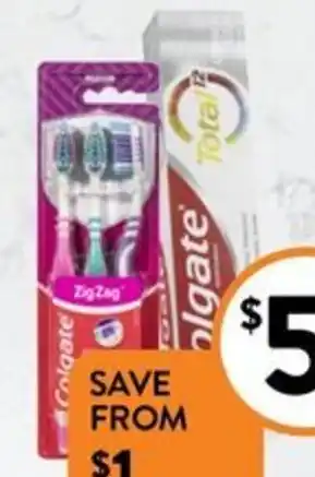 Foodworks Colgate Toothbrush 1-3 Pack, Mouthwash 500ml, Dental Ribbon 100m or Toothpaste 200g offer
