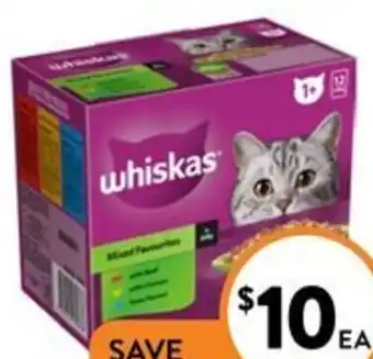 Foodworks Whiskas Favourites Wet Cat Food 12 Pack x 85g offer