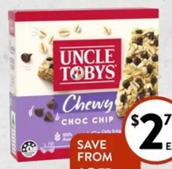 Foodworks Uncle Tobys Roll Ups 94g, Muesli Bars or Yoghurt Topps 185g offer