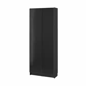 IKEA Billy / högbo bookcase with glass doors, black oak effect, 80x30x202 cm offer