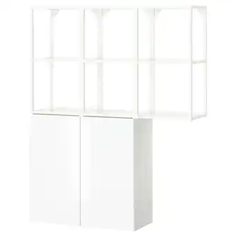 IKEA Enhet storage combination, white/high-gloss white, 120x32x150 cm offer