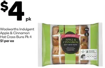 Woolworths Woolworths Indulgent Apple & Cinnamon Hot Cross Buns Pk 4 offer