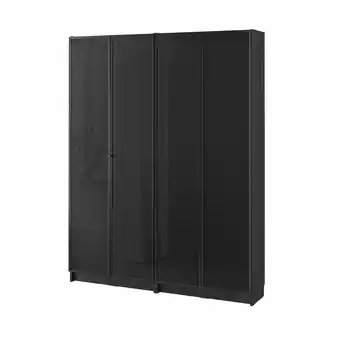 IKEA Billy / högbo bookcase combination w glass doors, black oak effect, 160x202 cm offer