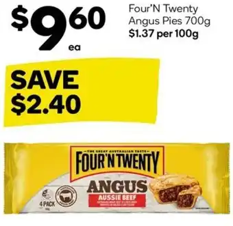 Woolworths Four'N Twenty Angus Pies 700g offer