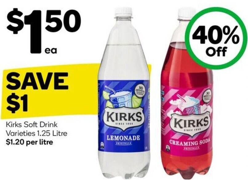 Kirks Soft Drink Varieties 1.25 Kirks Soft Drink Varieties 1.25 Litre