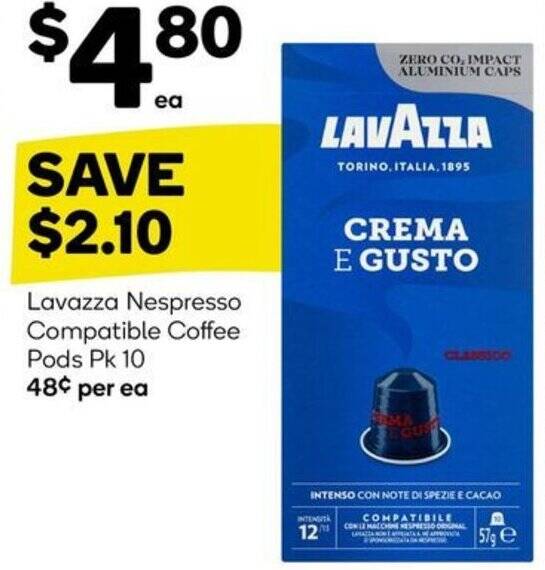Lavazza Nespresso Compatible Coffee Pods Pk 10 offer at Woolworths