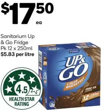 Woolworths Sanitarium Up & Go Fridge Pk 12 x 250ml offer