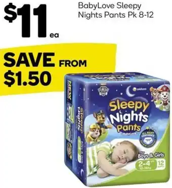 Woolworths BabyLove Sleepy Nights Pants Pk 8-12 offer