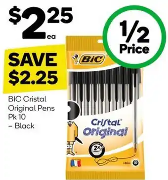 Woolworths BIC Cristal Original Pens Pk 10 - Black offer