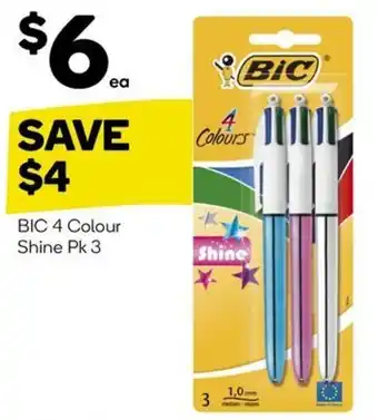Woolworths BIC 4 Colour Shine Pk 3 offer