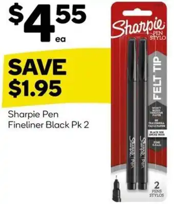 Sharpie Pen Fineliner Black Pk 2