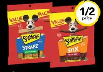 Drakes Schmackos Strapz or Stix Dog Treats 500g offer