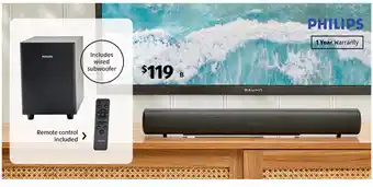 B Philips 2.1 Channel Bluetooth Soundbar with Wired Subwoofer