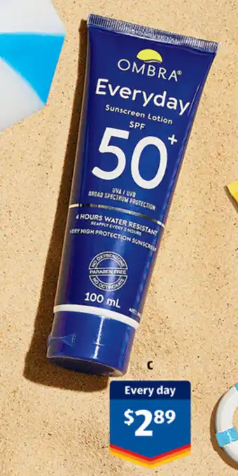 ALDI C Ombra Everyday Sunscreen SPF50+ 100ml offer