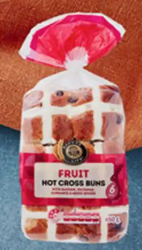 ALDI F Bakers Life Fruit Hot Cross Buns 6pk/450g offer