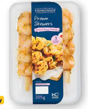 ALDI The Fishmonger Prawn Skewers 205g Spiced Mango Flavoured offer