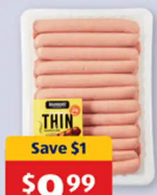 ALDI Brannans Butchery Thin Sausages 24pk/1.8kg offer