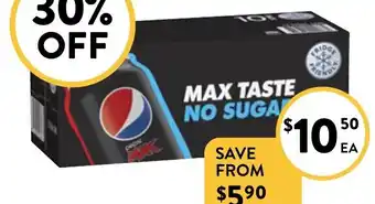 Foodworks Pepsi or Schweppes Cans 10 Pack x 375ml Selected Varieties offer