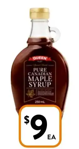 Foodworks Queen Pure Canadian Maple Syrup 250ml offer
