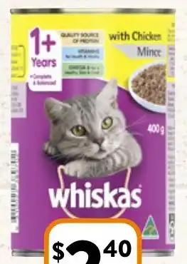 Foodworks Whiskas Wet Cat Food 400g offer