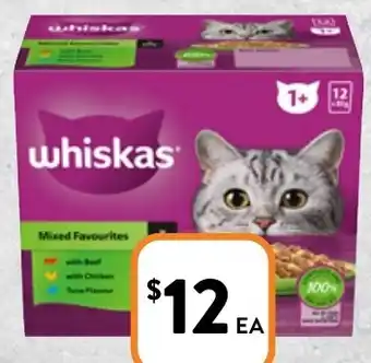 Foodworks Whiskas Favourites Wet Cat Food 12 Pack x 85g offer
