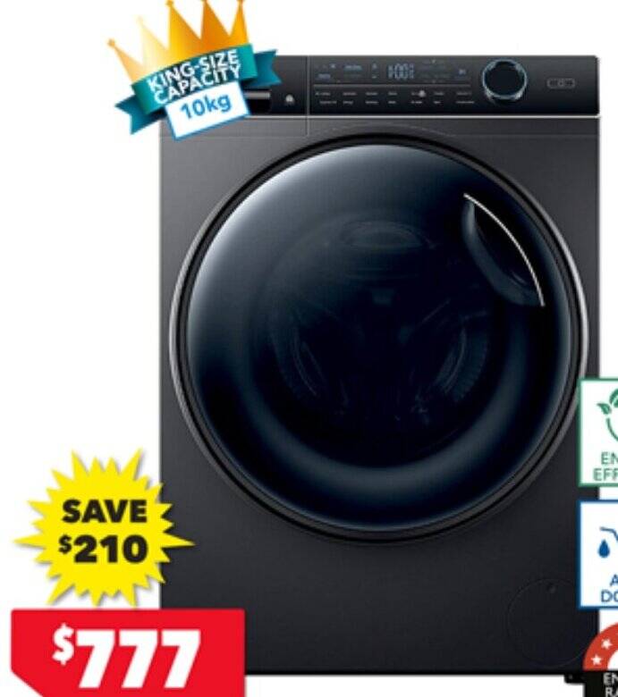Haier 10kg Front Load Washing Machine with UV Protect. offer at Harvey