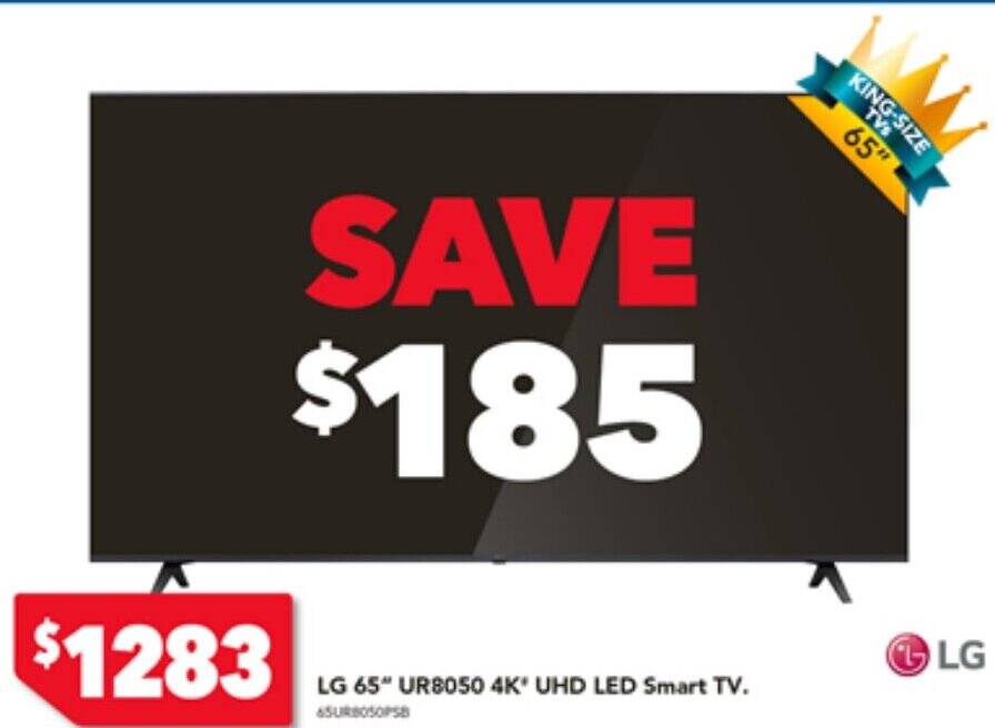 LG 65" UR8050 4K UHD LED Smart TV. offer at Harvey Norman
