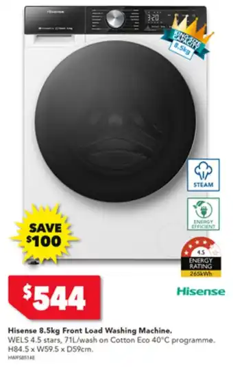 Harvey Norman Hisense 8.5kg Front Load Washing Machine. offer
