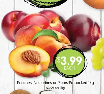 Spudshed Peaches, Nectarines or Plums Prepacked 1kg offer