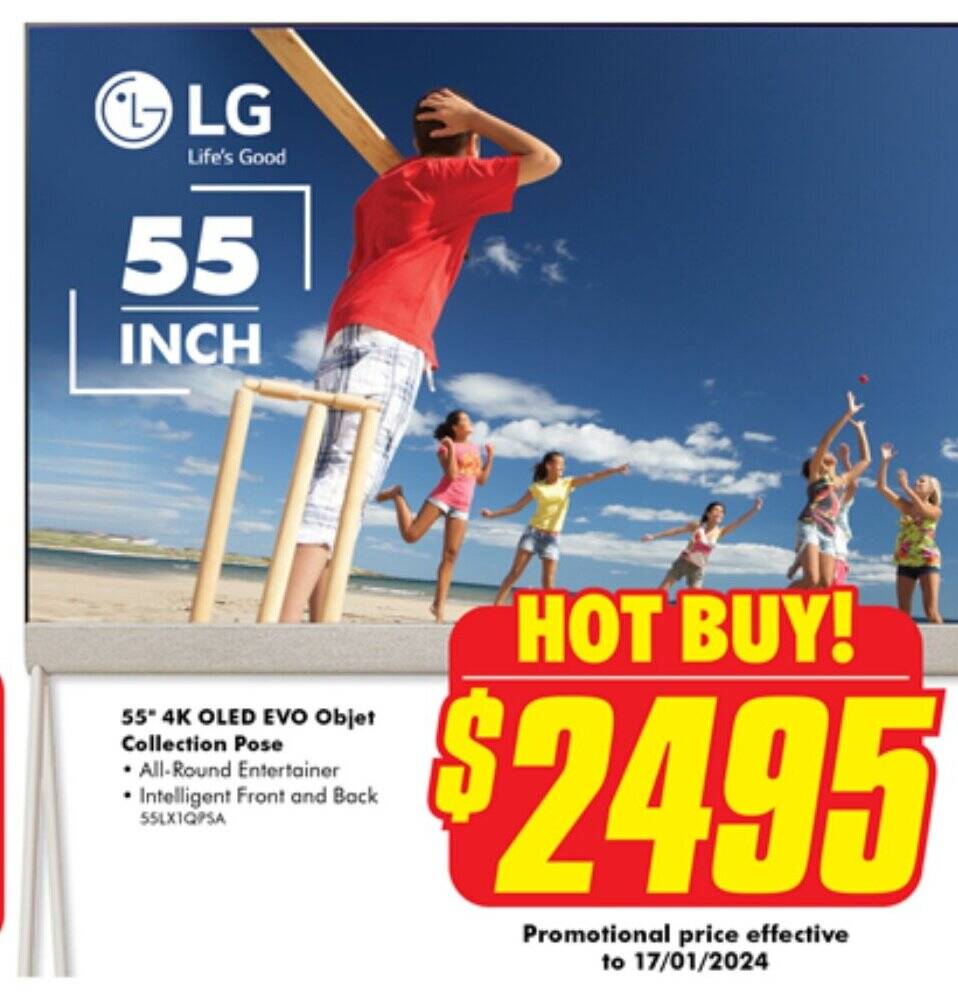 55* 4K OLED EVO Objet Collection Pose offer at The Good Guys