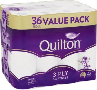 IGA Quilton White 3 Ply 36 Roll Value Pack offer
