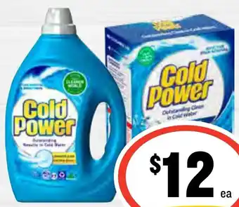 IGA Cold Power Laundry Liquid 2 Litre or Powder 2kg Selected Varieties offer