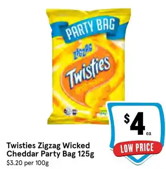 IGA Twisties Zigzag Wicked Cheddar Party Bag 125g offer