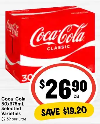 IGA Coca-Cola 30x375mL Selected Varieties offer