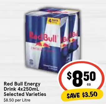 IGA Red Bull Energy Drink 4x250mL Selected Varieties offer