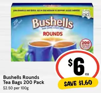 IGA Bushells Rounds Tea Bags 200 Pack offer